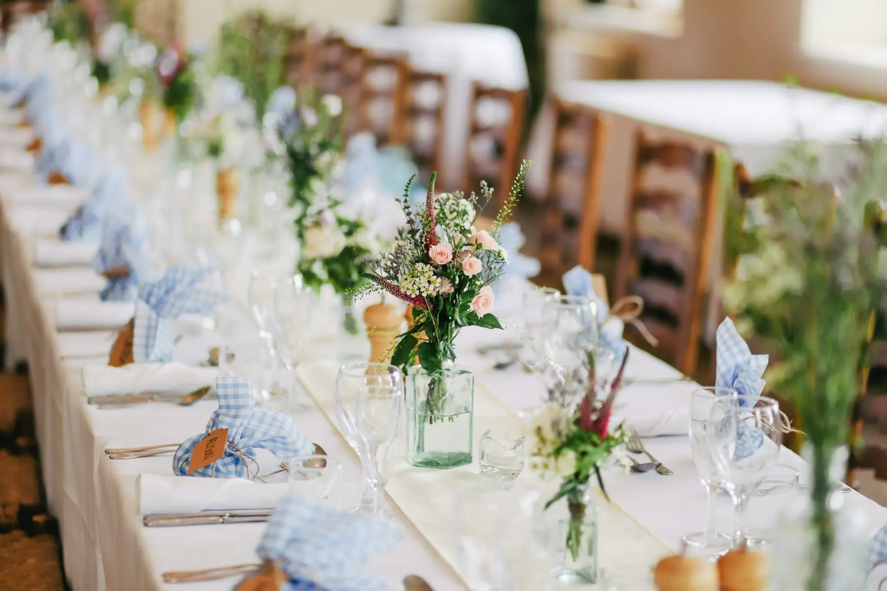 Reception table with florals