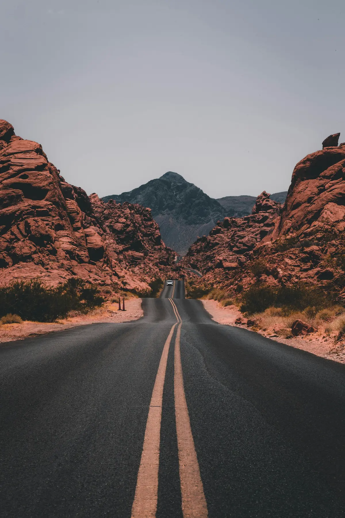 Road through red rock desert